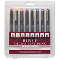Bible Study Fine Line Pen Set - Waterproof Archival Ink, 8 Colors, 0.25mm Tips
