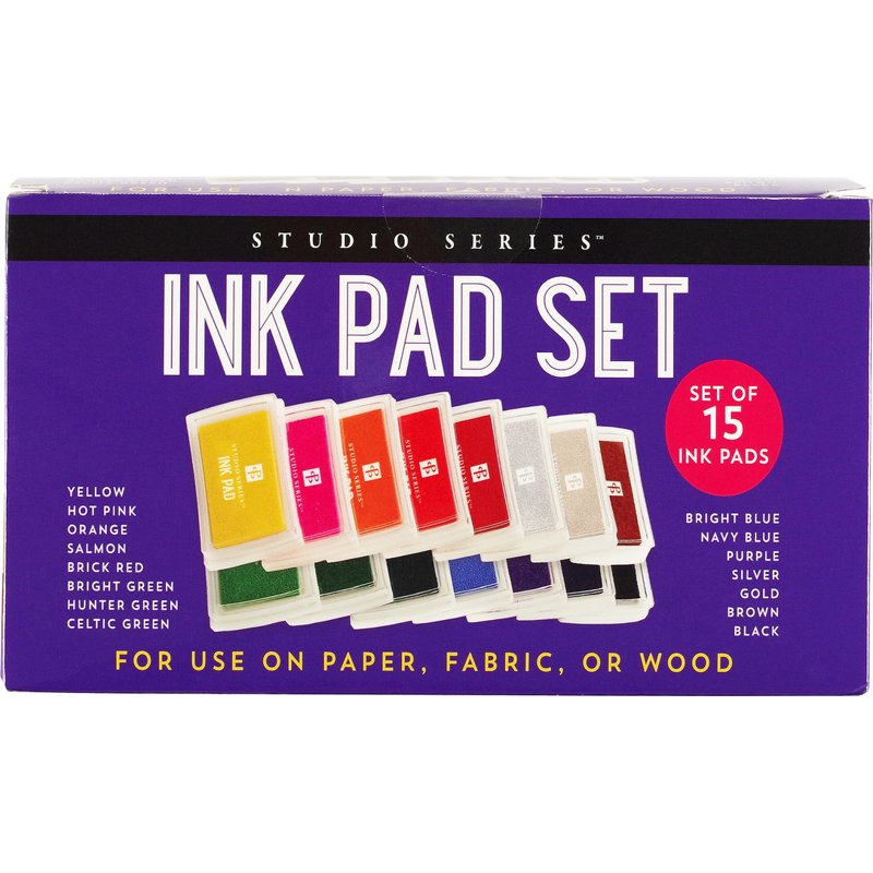 Studio Series Ink Pad Set - 15 Colors for Crafting & Scrapbooking Hardcover