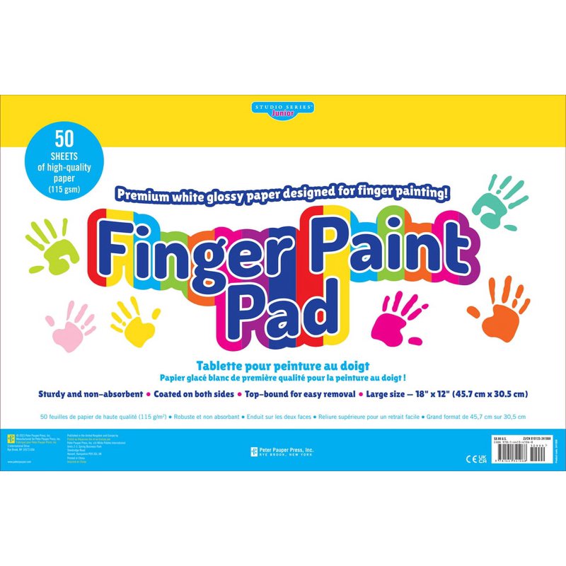 Finger Paint Pad - 50 Sheets Large Glossy Paper for Kids Art, 18x12 Inches