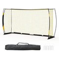 Sturdy 12x6 Ft Portable Soccer Goal with Metal Base – Collapsible, All-Weather net, Carry Bag Included, Black & Yellow