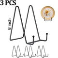 8 Inch Plate Display Stands Set of 3 Black Metal Easel Holders for Decor & Artwork