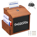 Wood Suggestion Box with Lock and Slot, Includes 10 Cards & 3 Erasable Pens