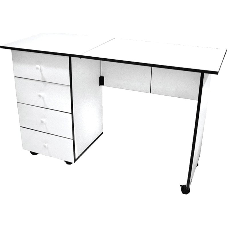 Portable Sewing Table with Storage and Locking Casters - 44x16x29 Inches