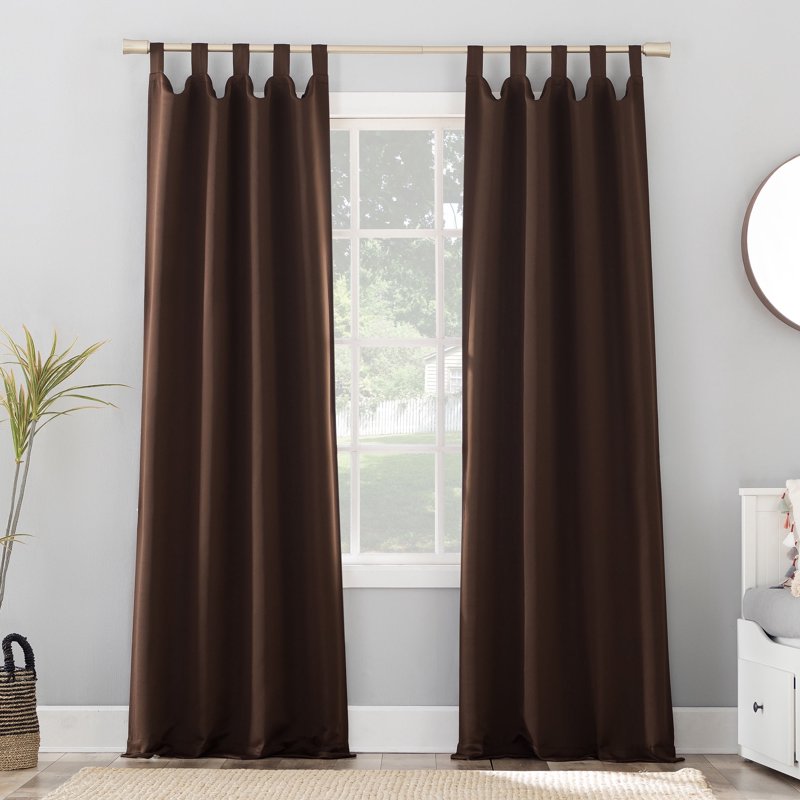Blackout Curtain Panel with Tab Top Design - Energy Saving Room Darkening