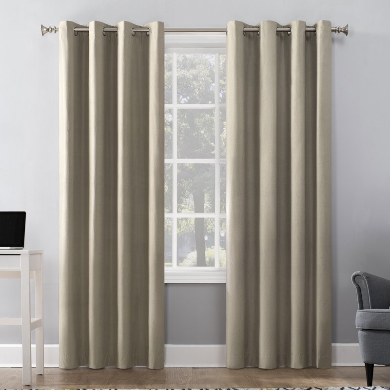 Blackout Thermal Insulated Grommet Curtain Panel - Room Darkening Linen