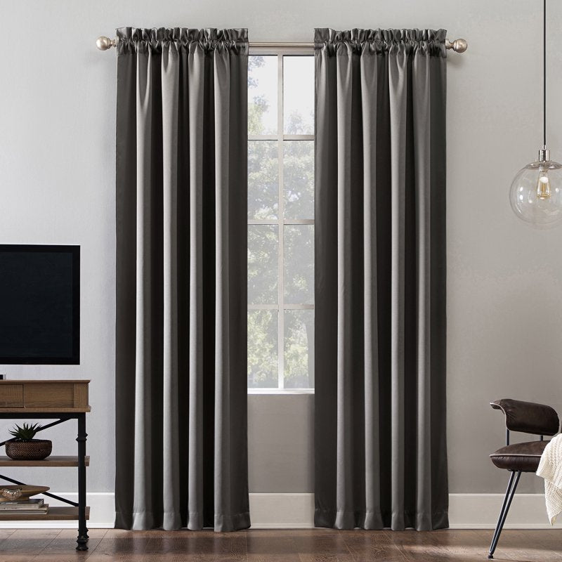 Blackout Curtain Panel Pair with Rod Pocket for Light Blocking & Energy Saving