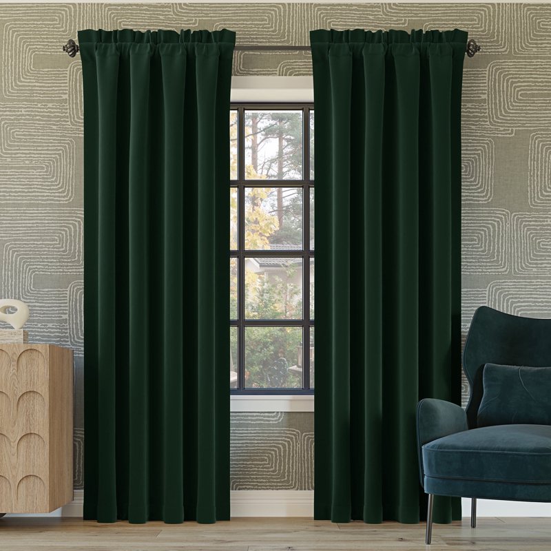 Blackout Curtain Panel Pair with Rod Pocket for Light & Noise Blocking