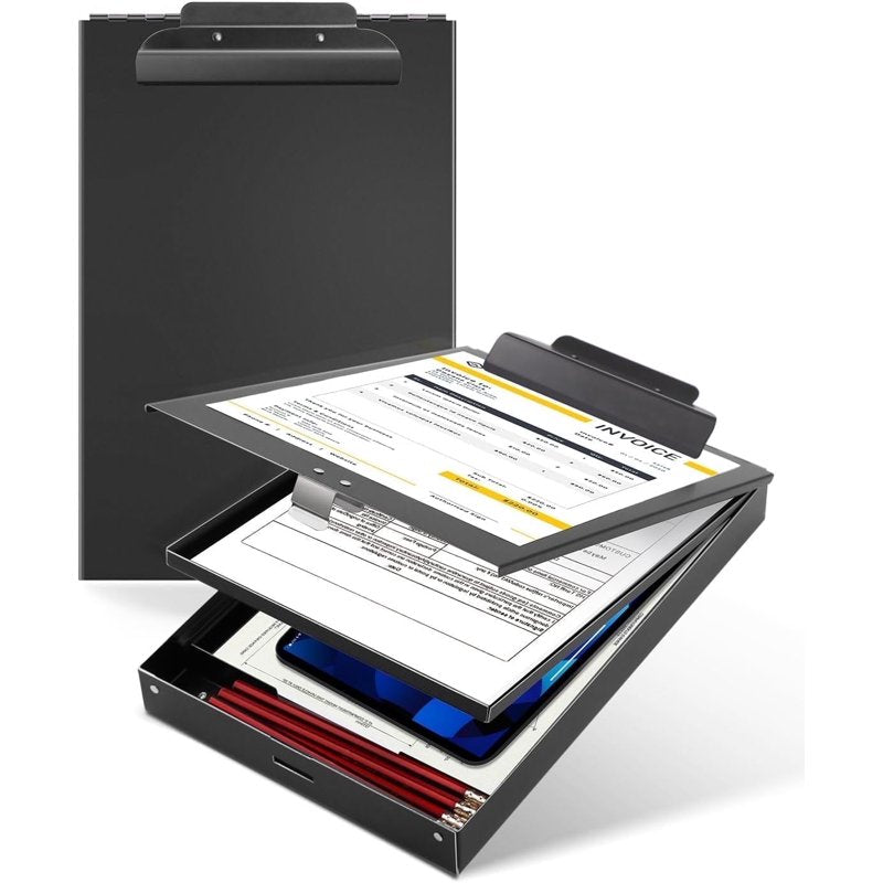 Heavy Duty Aluminum Clipboard with Dual Storage & Pen Holder - Letter Size