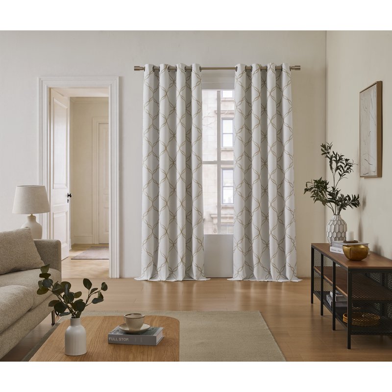 Blackout Curtain Panels with Embroidery - 50x84 Inches - Multiple Colors