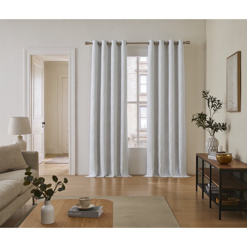 Blackout Curtains with Embroidery - Room Darkening Window Drapes 50x84