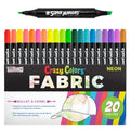 Neon Fabric Markers Set - 20 Vibrant Double-Ended Permanent Art Pens