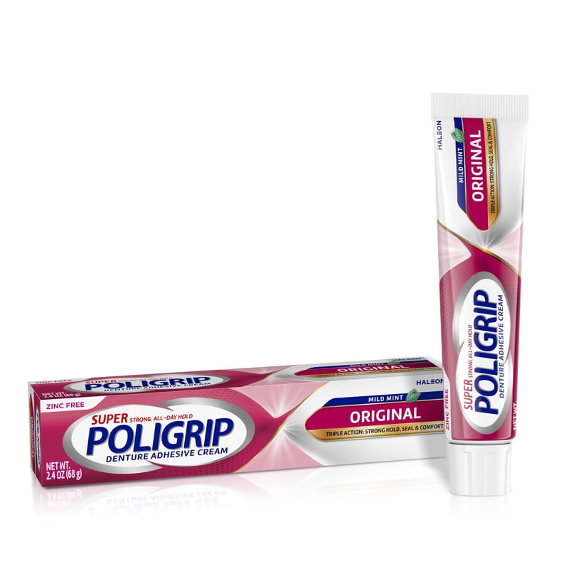Denture Adhesive Cream Strong All-Day Hold Zinc-Free 2.4 oz