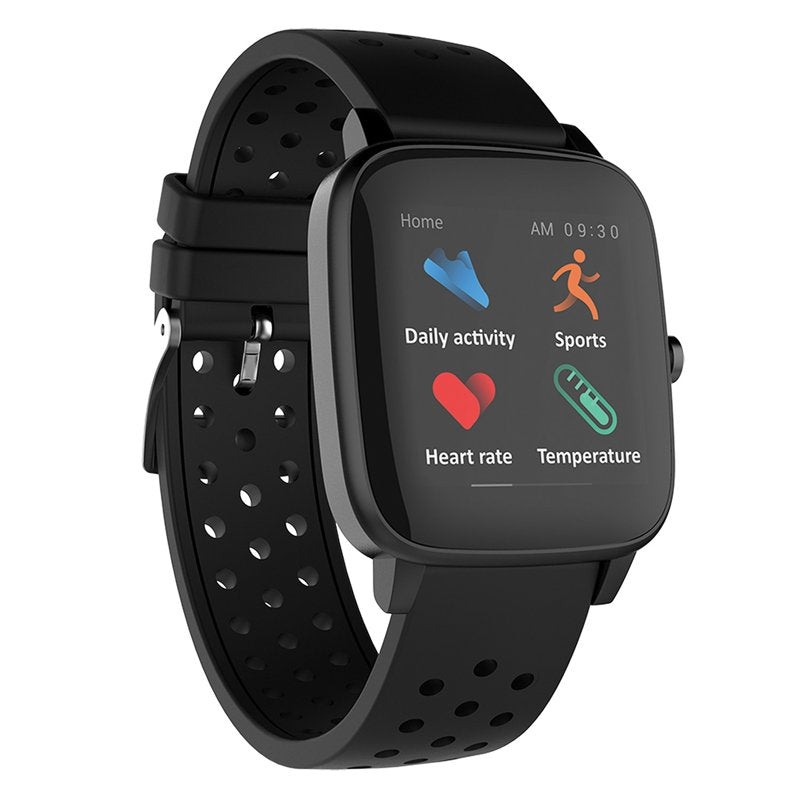 Touch Screen Smartwatch with Body Temperature, Heart Rate & Blood Oxygen - Unisex Black