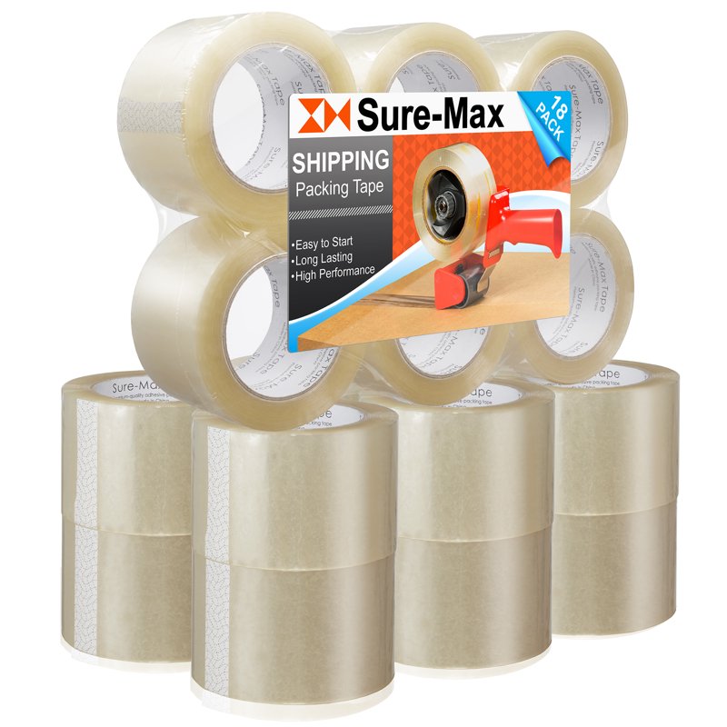 Heavy Duty Clear Packing Tape - 3 Inch x 110 Yards, 2 Mil Thick, Multipurpose Sealing Rolls