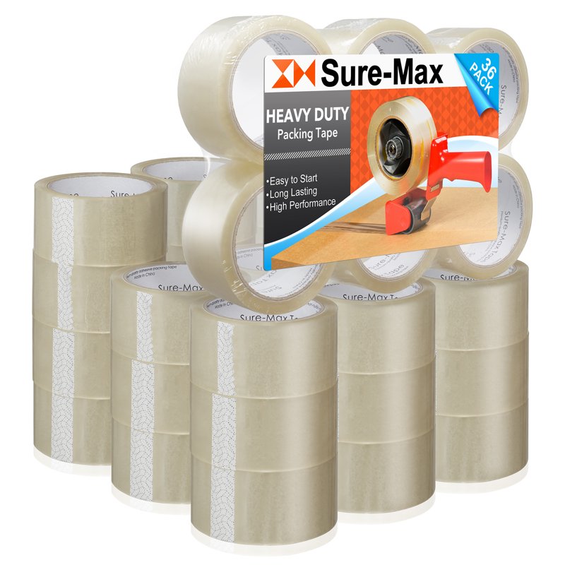 Heavy-Duty Packing Tape Rolls - Clear, 2.7 Mil, 60 Yards, 36-Pack