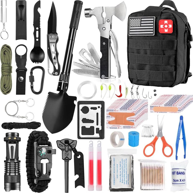 Emergency Survival Kit 250 Pieces with First Aid Supplies and Tactical Backpack