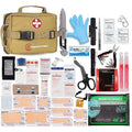 Outdoor Survival First Aid Kit with 100+ Supplies, Water-Resistant, Tan