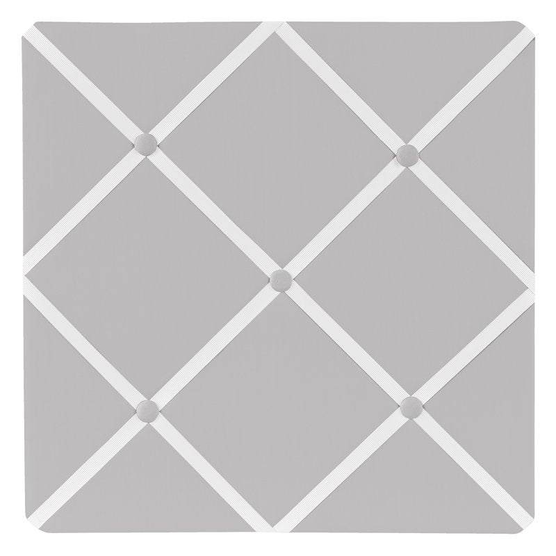 Grey Fabric Memo Board with Button & Ribbon - 13x13 Inch Wall Decoration