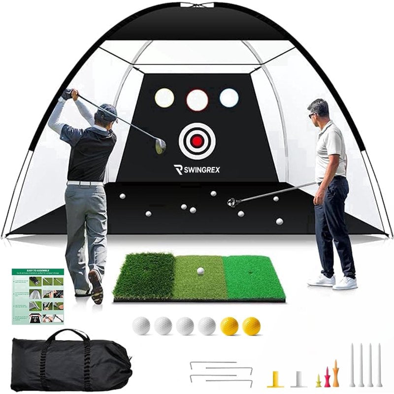 Golf Practice Net with Mat & Target - 10x7ft Backyard Driving & Chipping Aid