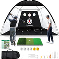 Golf Practice Net with Mat & Target - 10x7ft Backyard Driving & Chipping Aid