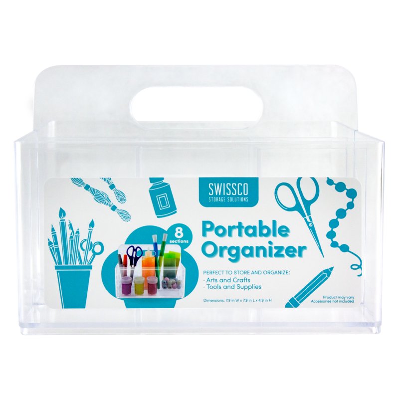 Clear Portable Storage Caddy Organizer for Arts, Crafts & School Supplies