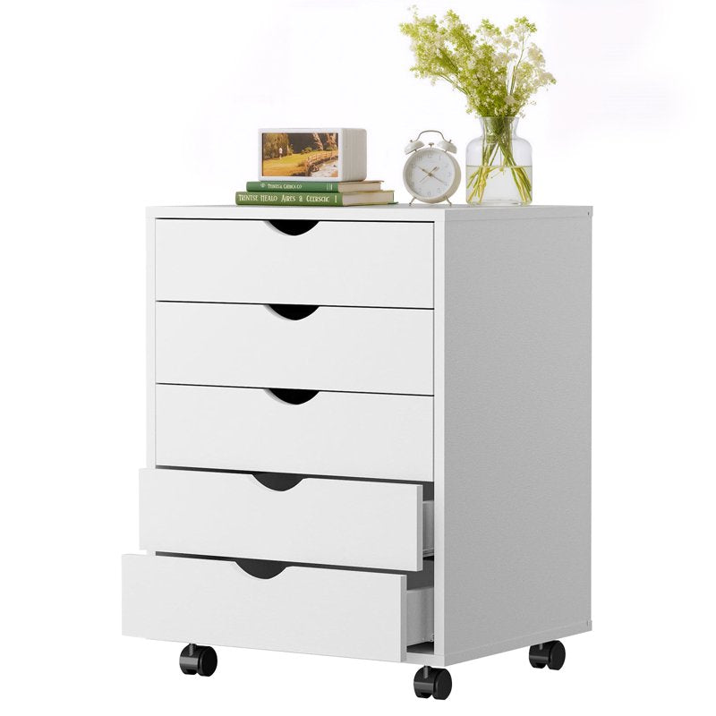 Mobile File Cabinet & Storage Cart - 5 or 7 Drawers, Wood & Steel Frame