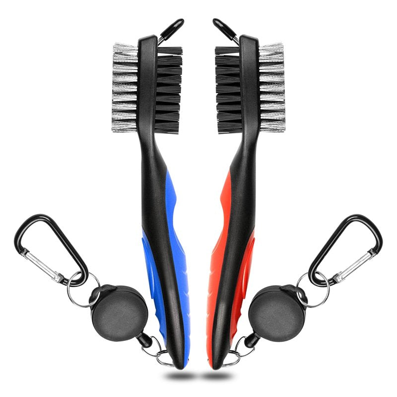 Golf Club Groove Cleaner Brush Set with Carabiner - 2 Pack