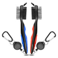 Golf Club Groove Cleaner Brush Set with Carabiner - 2 Pack