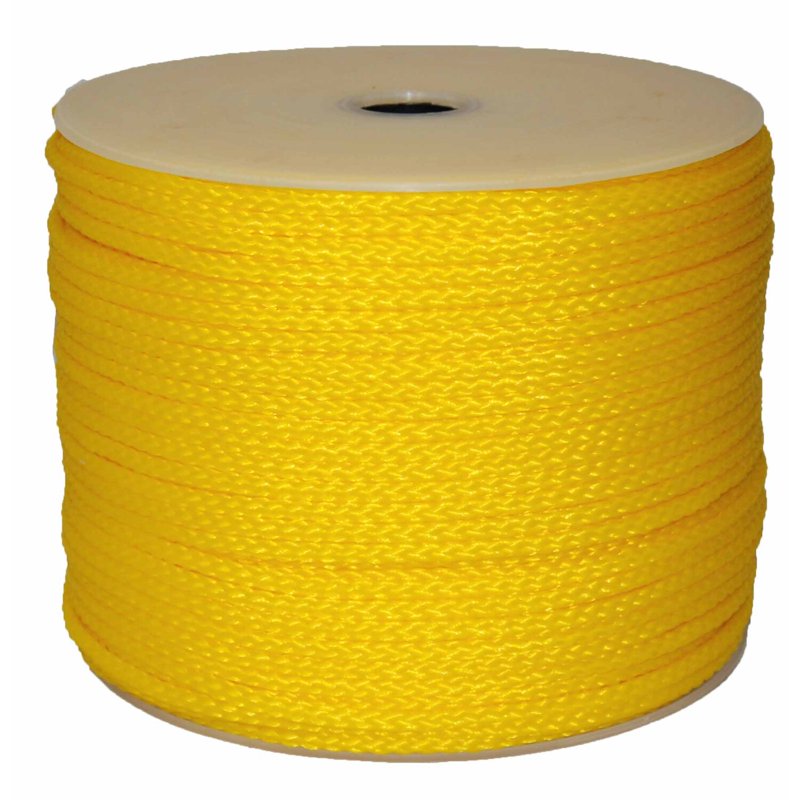 20-500 Ft Yellow Hollow Braid Polypropylene Rope - Marine & Ski Tow Use