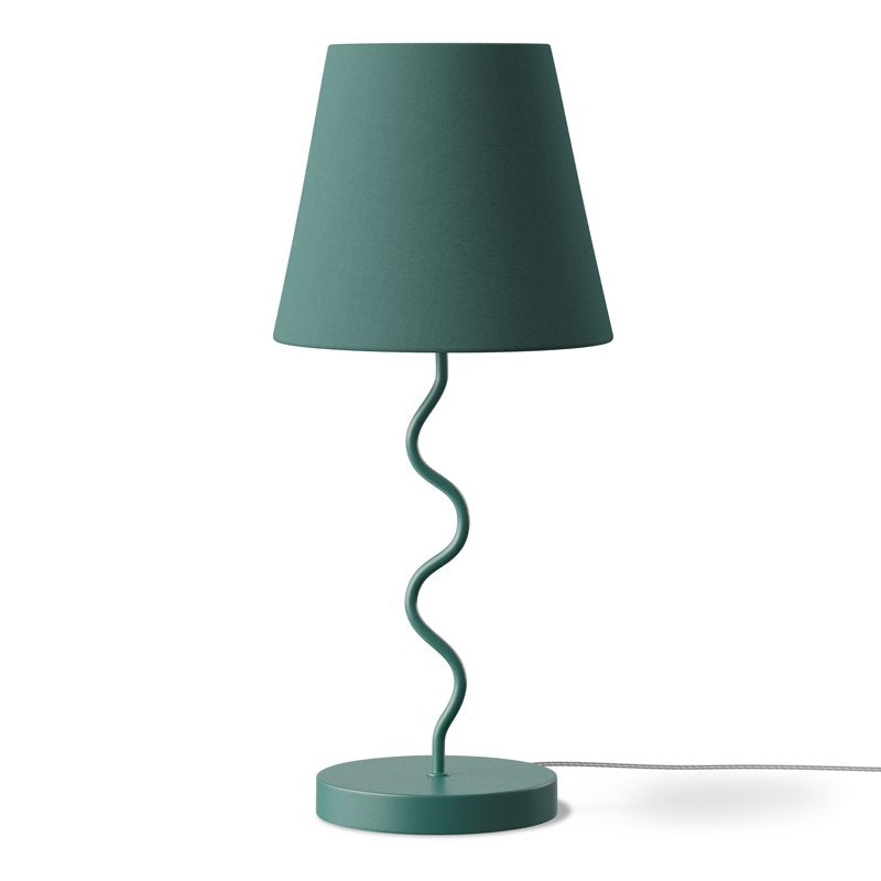Kids Green Curvy Table Lamp with Fabric Shade - 17.25 Inch Indoor Lighting
