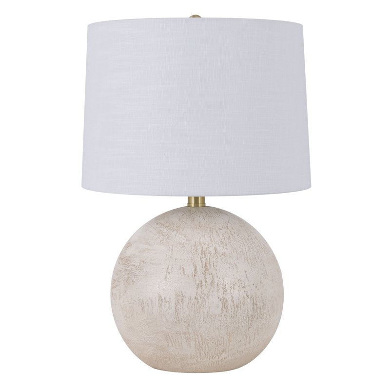 20-Inch White Ball Table Lamp with Shade for Bedroom & Living Room