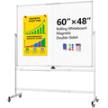 Mobile Double-Sided Magnetic Whiteboard with Stand - 60x48 Inch or 40x24 Inch
