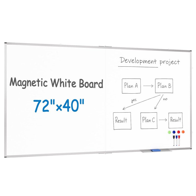 Magnetic Dry Erase Whiteboard Large 72x40 Inch with Aluminum Frame - Office & Classroom