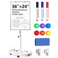 36x24 Inch Magnetic Whiteboard with Height Adjustment & Rolling Stand