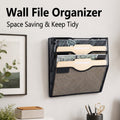 Wall File Organizer with 3 Pockets and Label Slots - Letter Size Document Holder