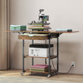 Foldable Heat Press Machine Stand with Charging Station and 3-Tier Storage