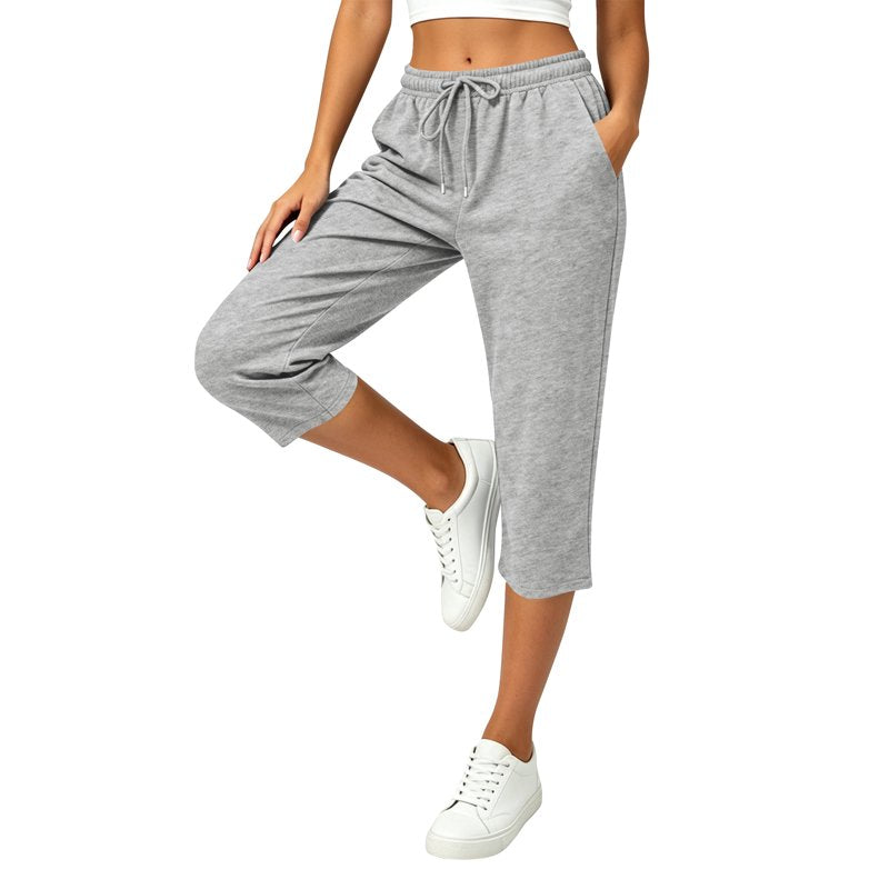 Women's Summer Cropped Capris with Pockets and Drawstring Waist