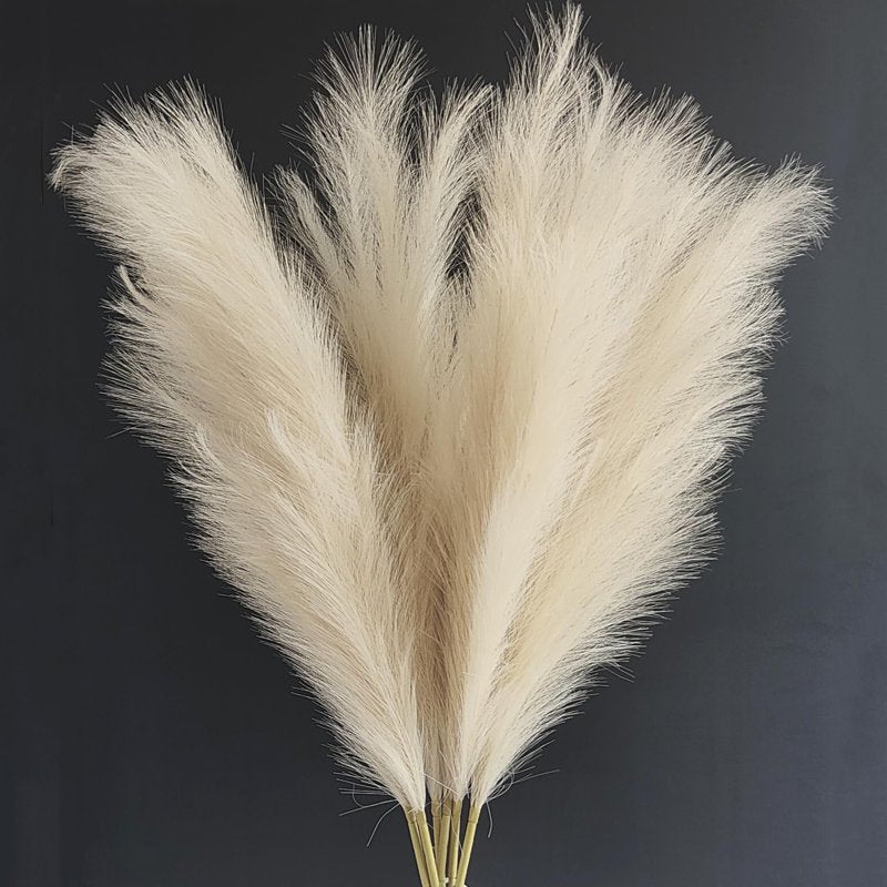 Faux Pampas Grass Stems - 43.3 Inches Tall, Fluffy, Lifelike Home Decor
