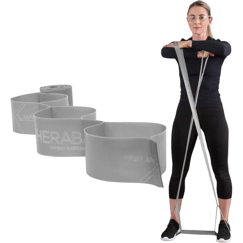 Heavy Resistance Exercise Band with Loops - 5 FT, Silver, Level 7, Non-Latex