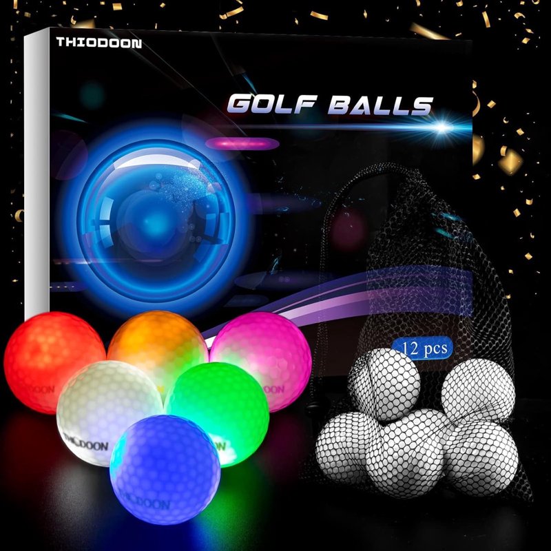 Glow in The Dark LED Golf Balls - Night Golf Light Up Set for Men & Kids