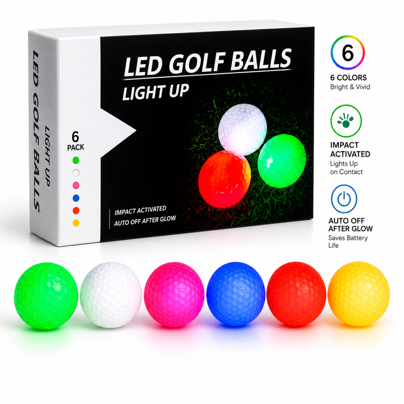 Glow in The Dark LED Golf Balls - Night Golf Light Up Set for Men & Kids