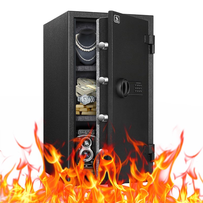 Large Fireproof Steel Safe with Digital Lock - 3.47 Cu Ft Home & Office Security Safe