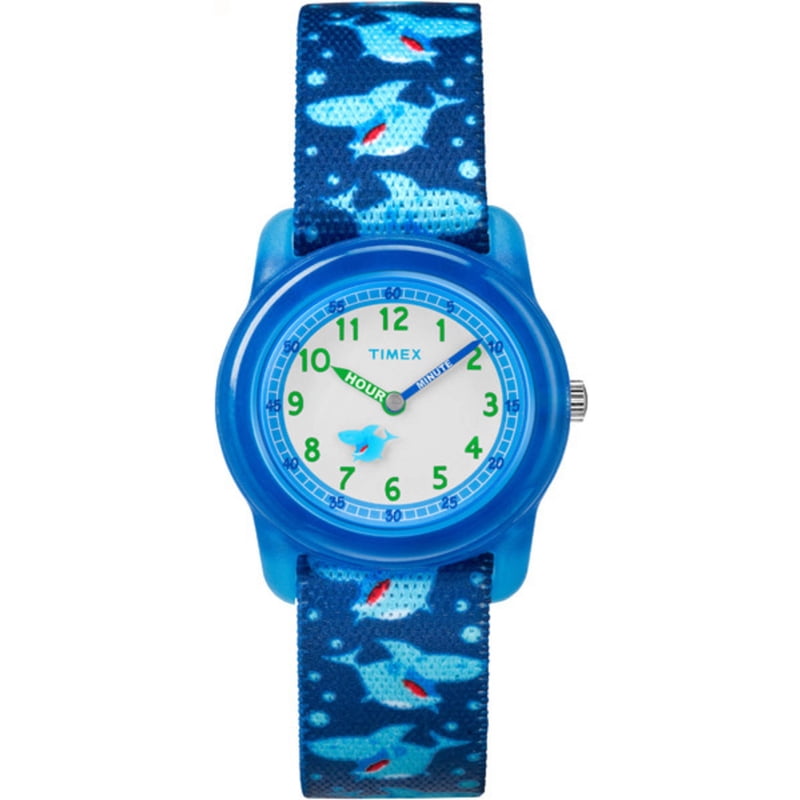 Kids Blue Shark Watch with Elastic Fabric Strap - Timex Time Machines