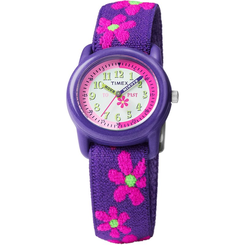 Kids Floral Elastic Fabric Watch with Large Dial and Water Resistance