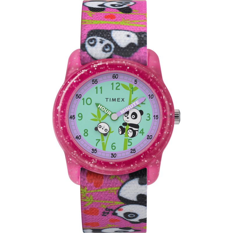 Kids Elastic Fabric Watch with Panda Design - Water Resistant, Adjustable Strap
