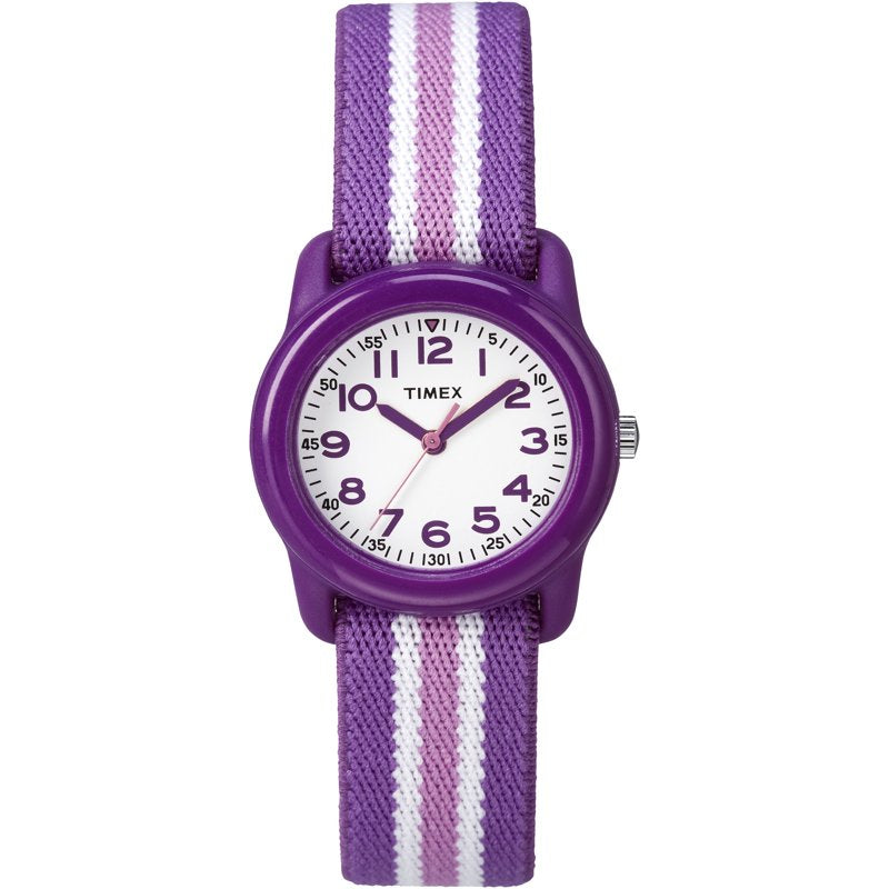 Kids Watch with Elastic Fabric Strap, 29mm Purple Stripe - Water Resistant
