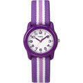 Kids Watch with Elastic Fabric Strap, 29mm Purple Stripe - Water Resistant