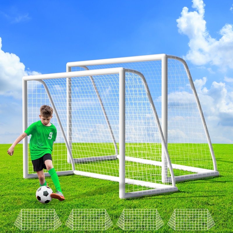 TLGREEN 8x6 ft Portable Soccer Goal Set of 2 with Weatherproof UPVC Frame & Carry Bag