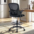 Adjustable Height Drafting Office Chair with Foot Rest & Ergonomic Support — Black