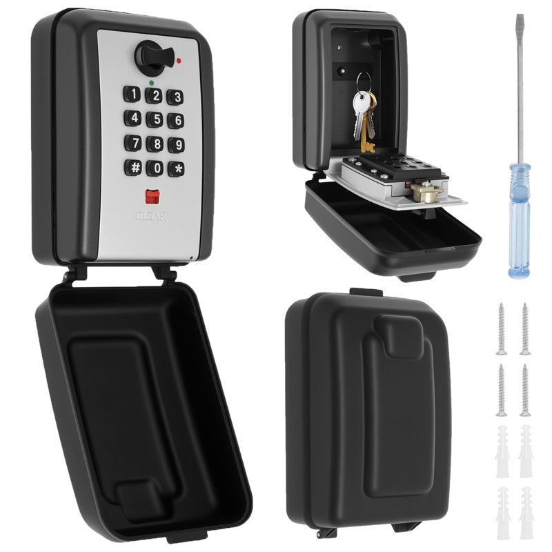 Outdoor Wall Mounted Key Lock Box with 12-Digit Code Waterproof Security Storage